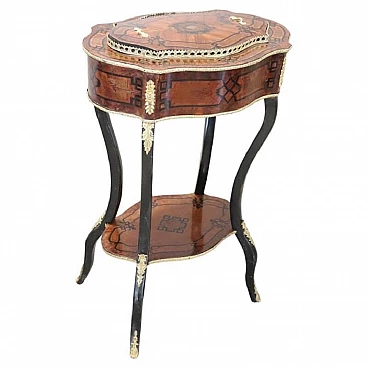 Napoleon III inlaid wood side table with planter, second half of the 19th century