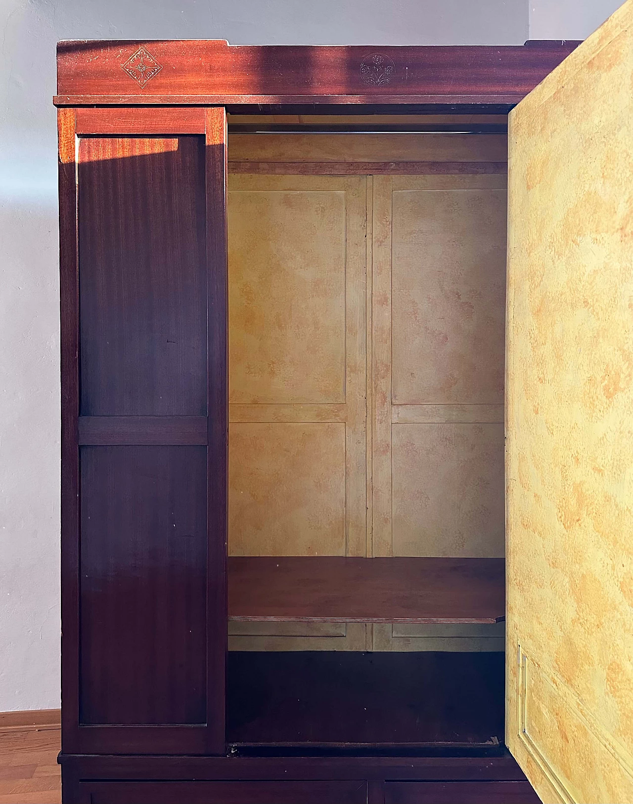 Art Nouveau mahogany wardrobe with mirror, 1920s 3