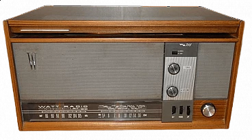 Radio giradischi WR 718 in legno e bachelite di Watt Radio, anni '60
