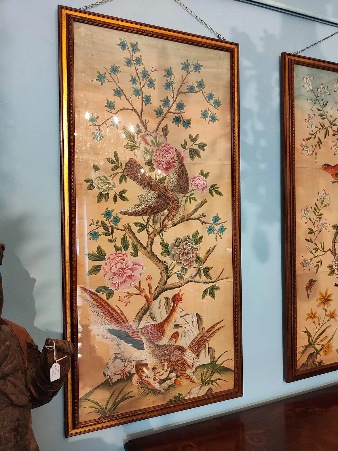 Pair of chinoiserie panels painted tempera on paper, 18th century 1