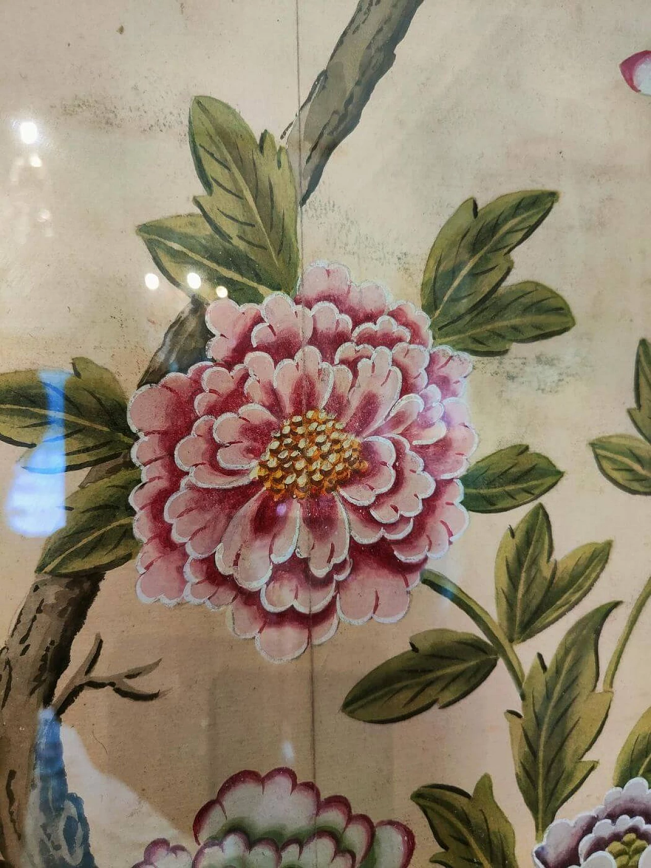 Pair of chinoiserie panels painted tempera on paper, 18th century 5