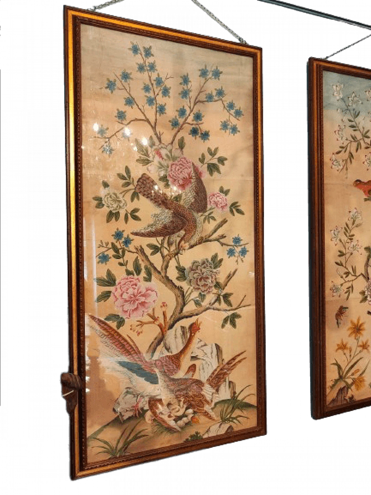 Pair of chinoiserie panels painted tempera on paper, 18th century 11