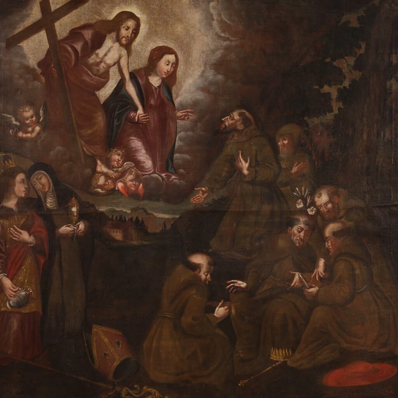 Adoration of Saints with Christ and the Virgin Mary, oil on canvas, first half of the 18th century 1