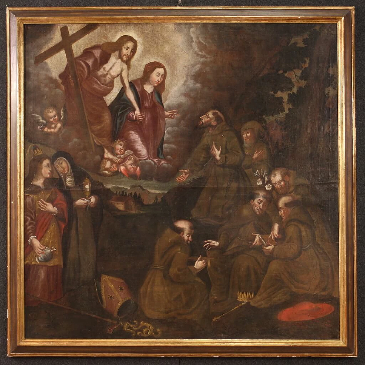 Adoration of Saints with Christ and the Virgin Mary, oil on canvas, first half of the 18th century 2