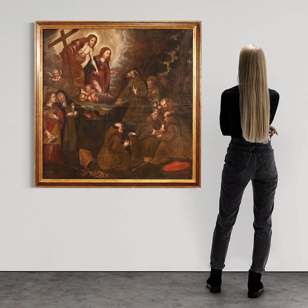 Adoration of Saints with Christ and the Virgin Mary, oil on canvas, first half of the 18th century 3