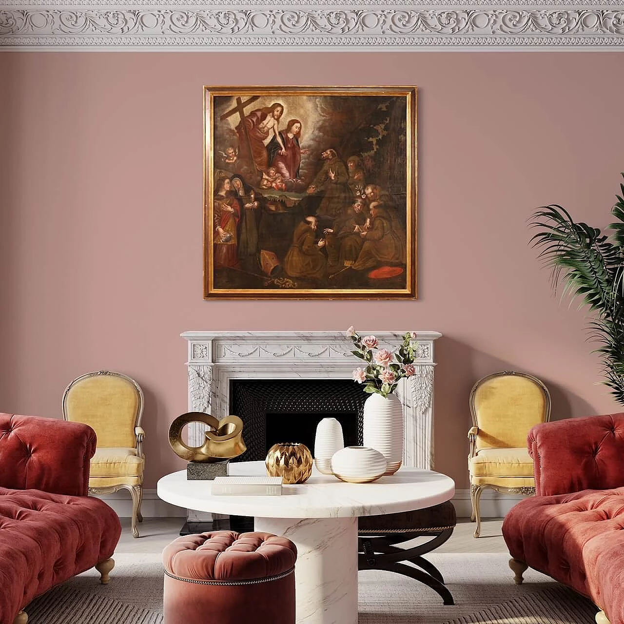 Adoration of Saints with Christ and the Virgin Mary, oil on canvas, first half of the 18th century 16