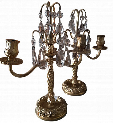 Coppia di candelabri in metallo, inizio '900