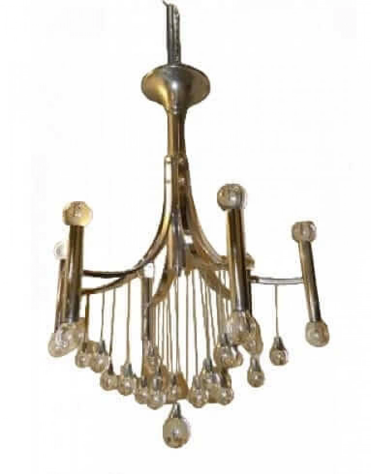 Chromed steel and crystal chandelier by Gaetano Sciolari, 1970s 10