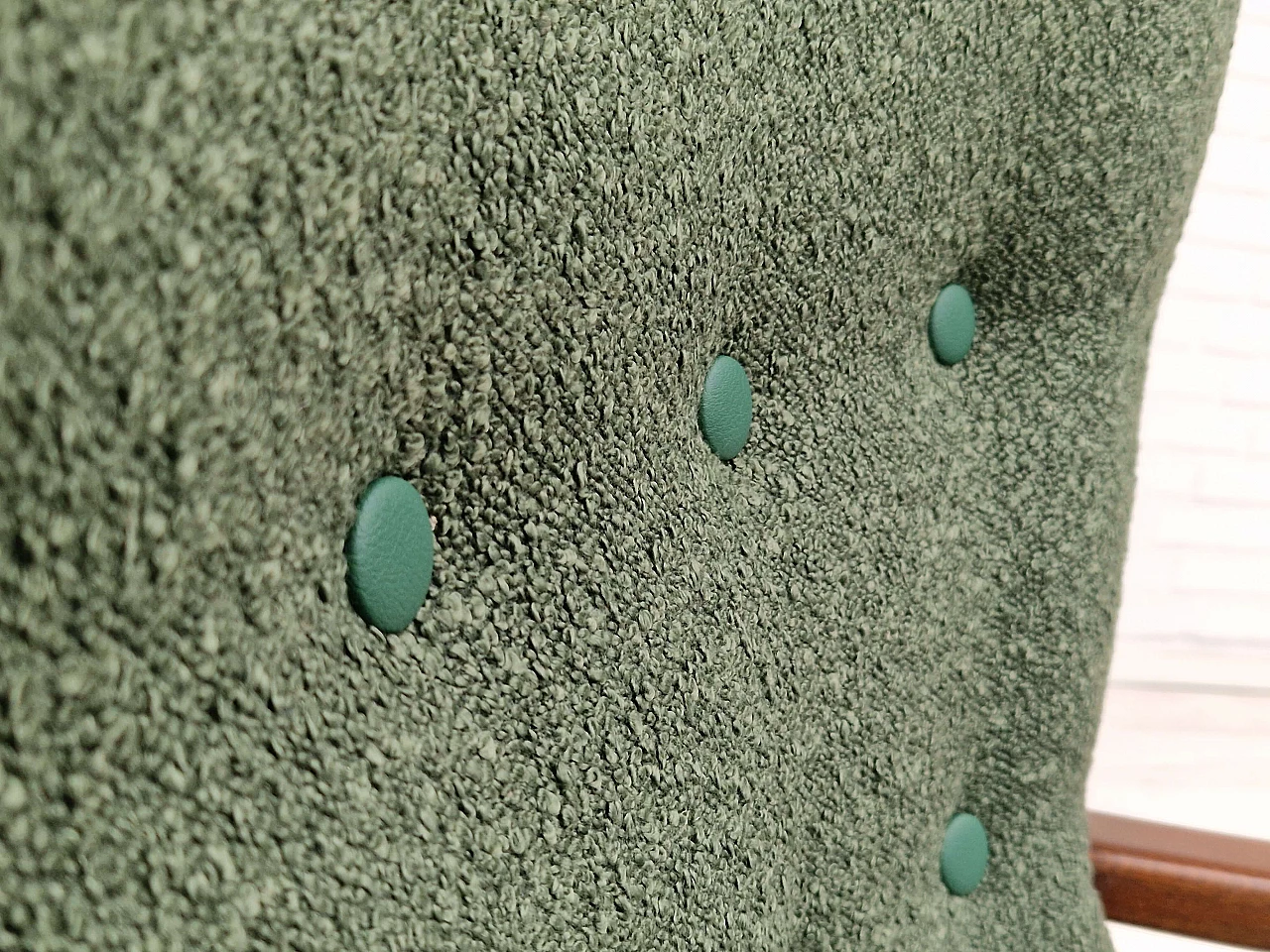 Danish armchair in stained beech and bottle green fabric, 1960s 3