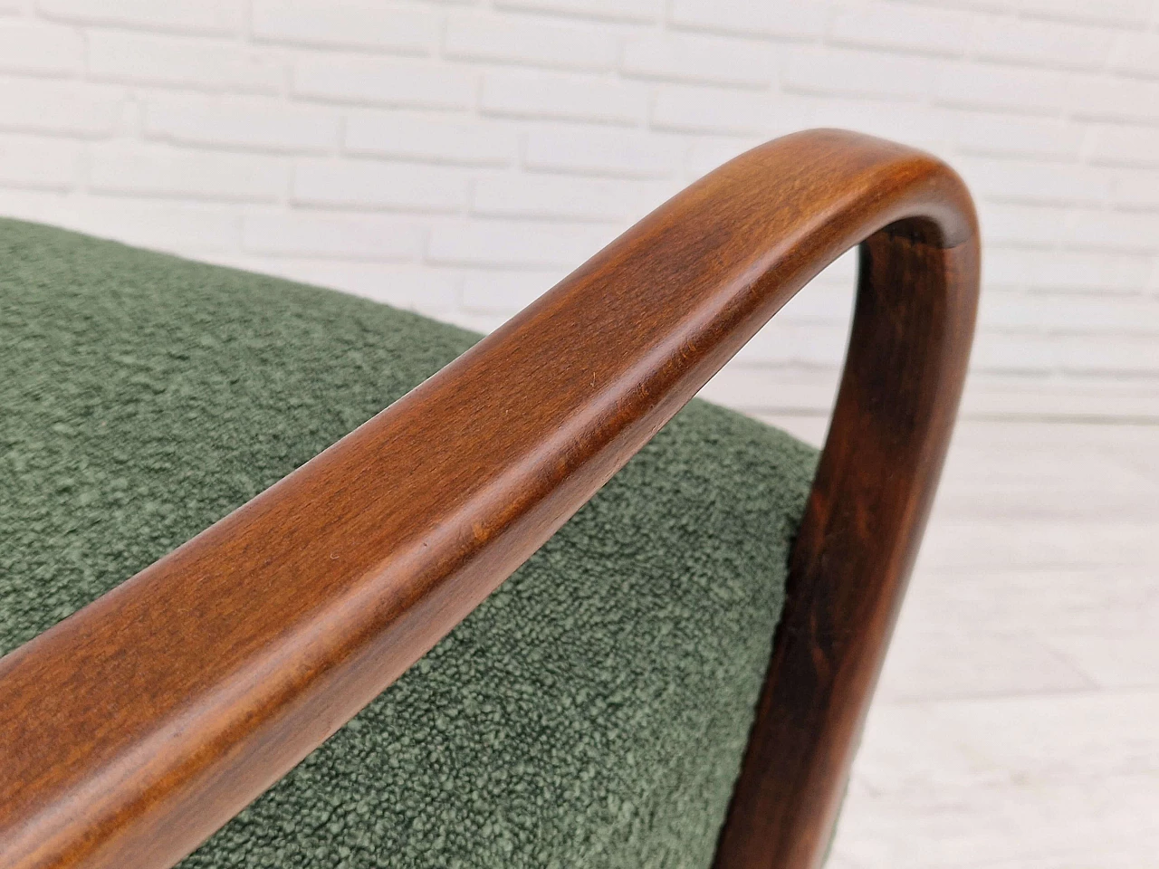 Danish armchair in stained beech and bottle green fabric, 1960s 11