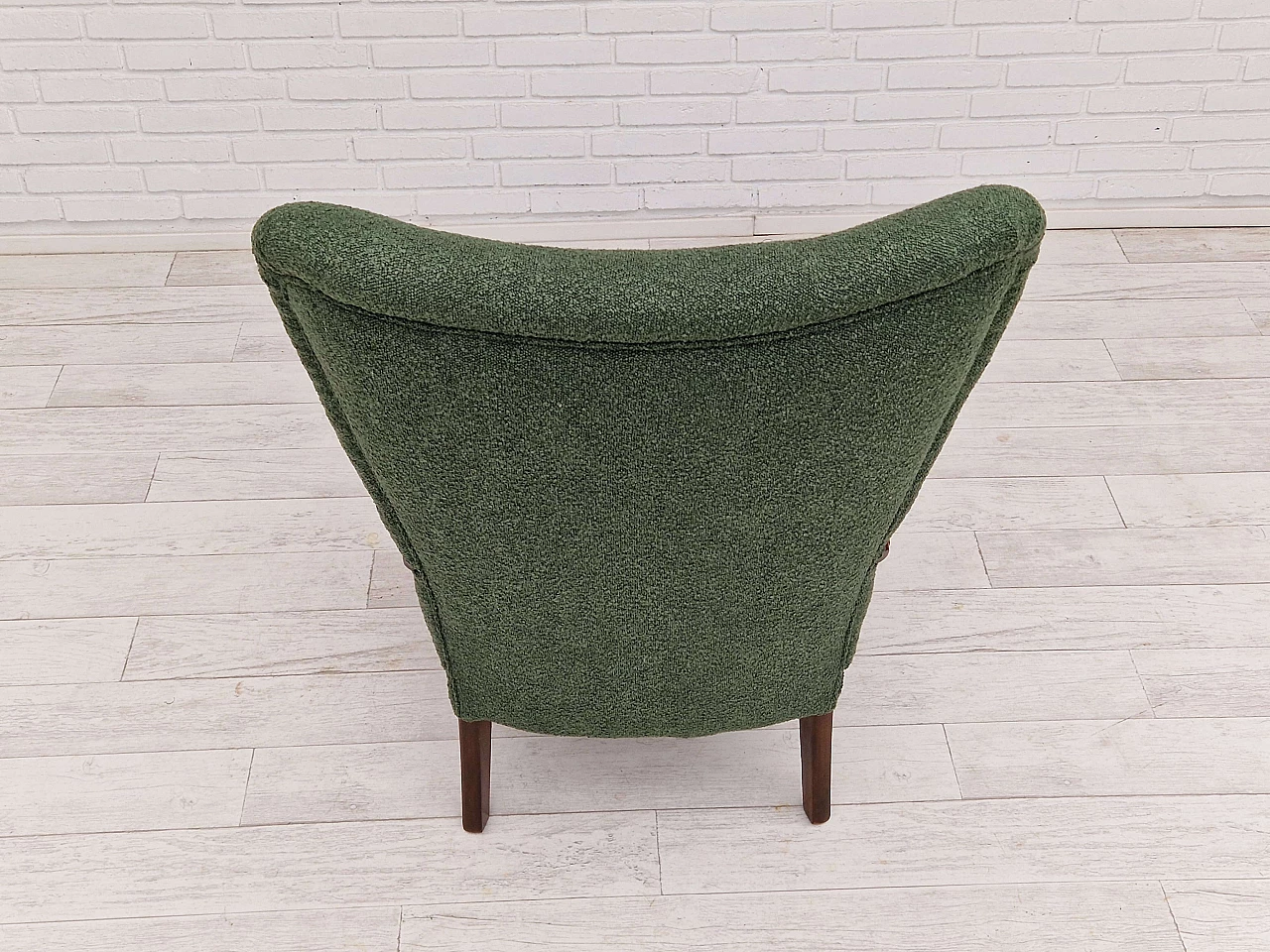 Danish armchair in stained beech and bottle green fabric, 1960s 13