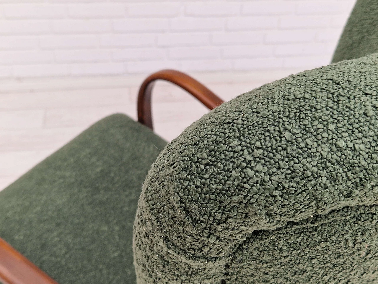 Danish armchair in stained beech and bottle green fabric, 1960s 14