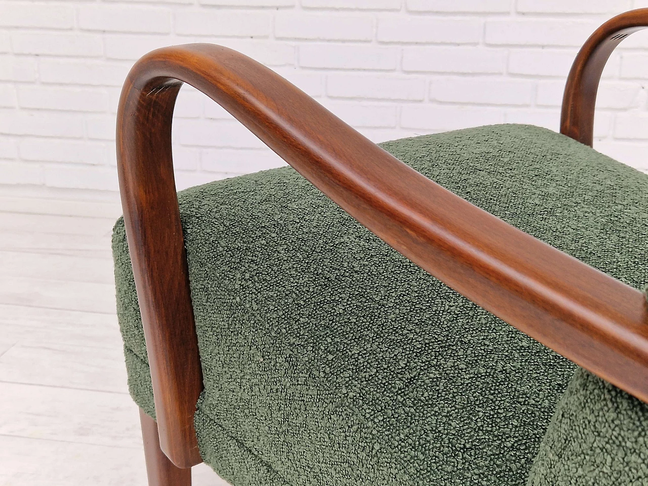 Danish armchair in stained beech and bottle green fabric, 1960s 17