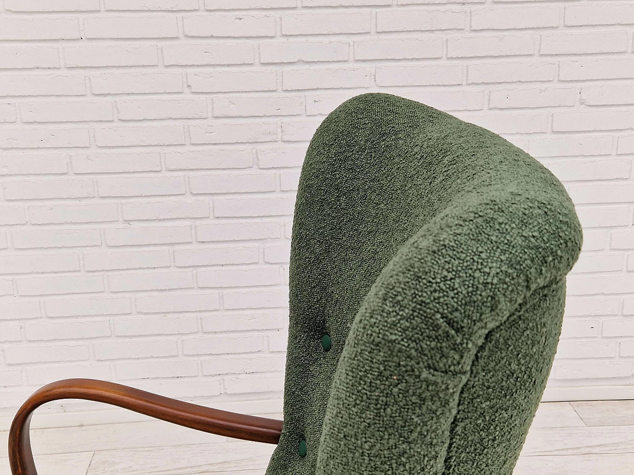 Danish armchair in stained beech and bottle green fabric, 1960s 19