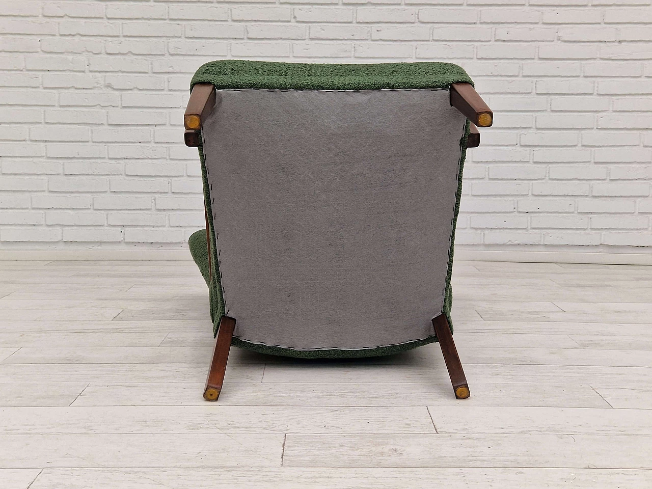 Danish armchair in stained beech and bottle green fabric, 1960s 20