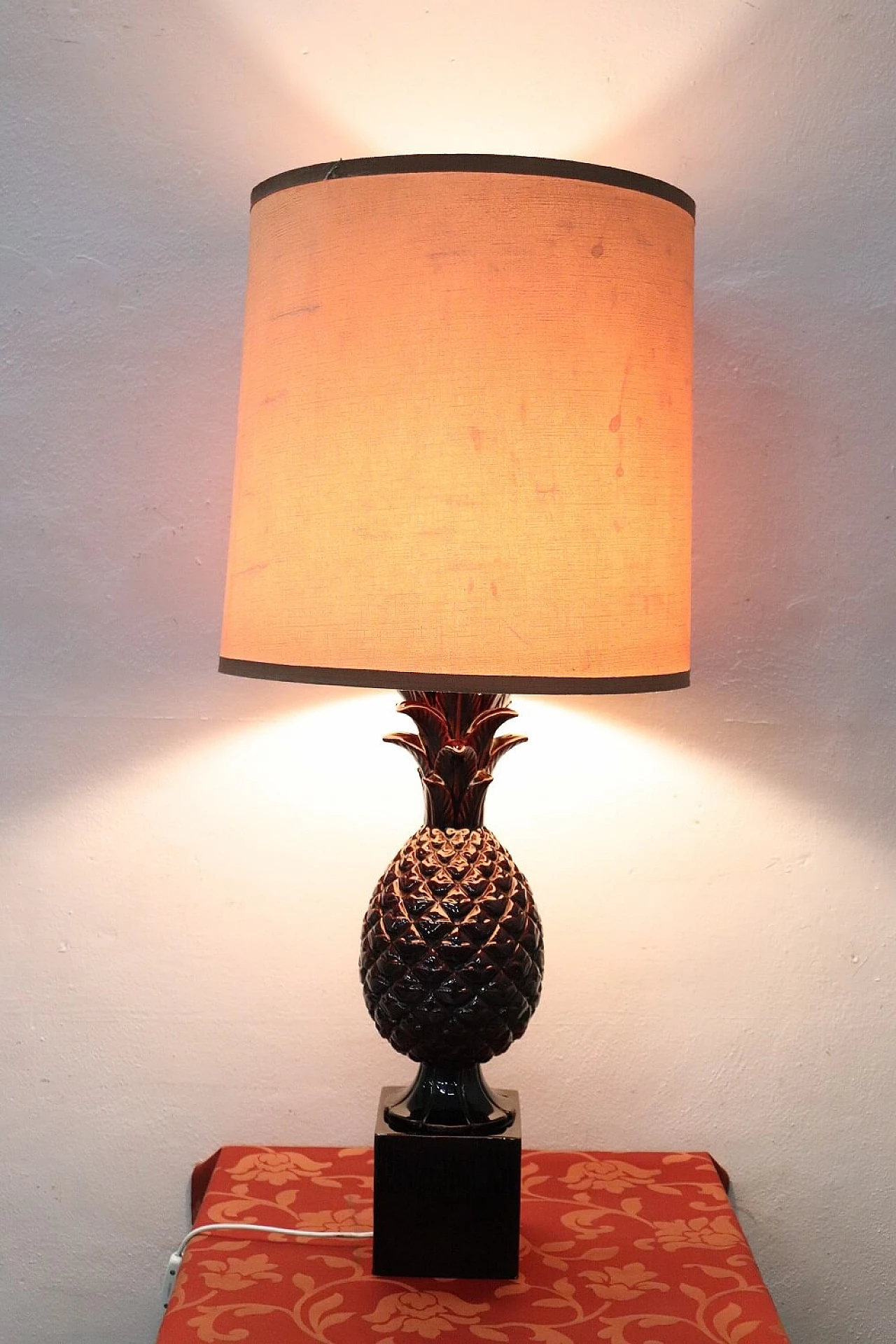 Lampada da tavolo a forma di ananas in ceramica, anni '70 2