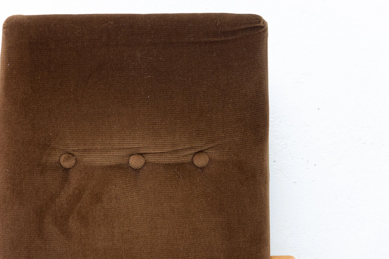 3 Armchairs in beech and brown fabric, 1980s 10