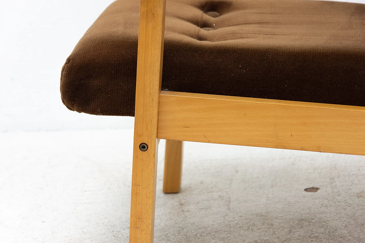 3 Armchairs in beech and brown fabric, 1980s 16
