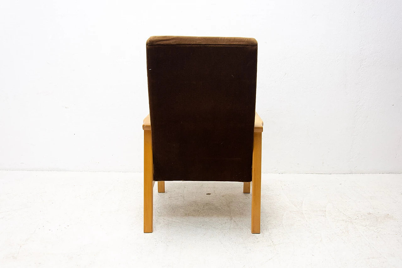 3 Armchairs in beech and brown fabric, 1980s 17