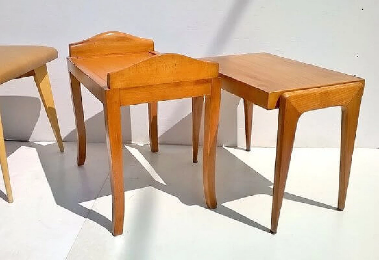 3 Art Deco wood and leatherette stools, 1940s 2