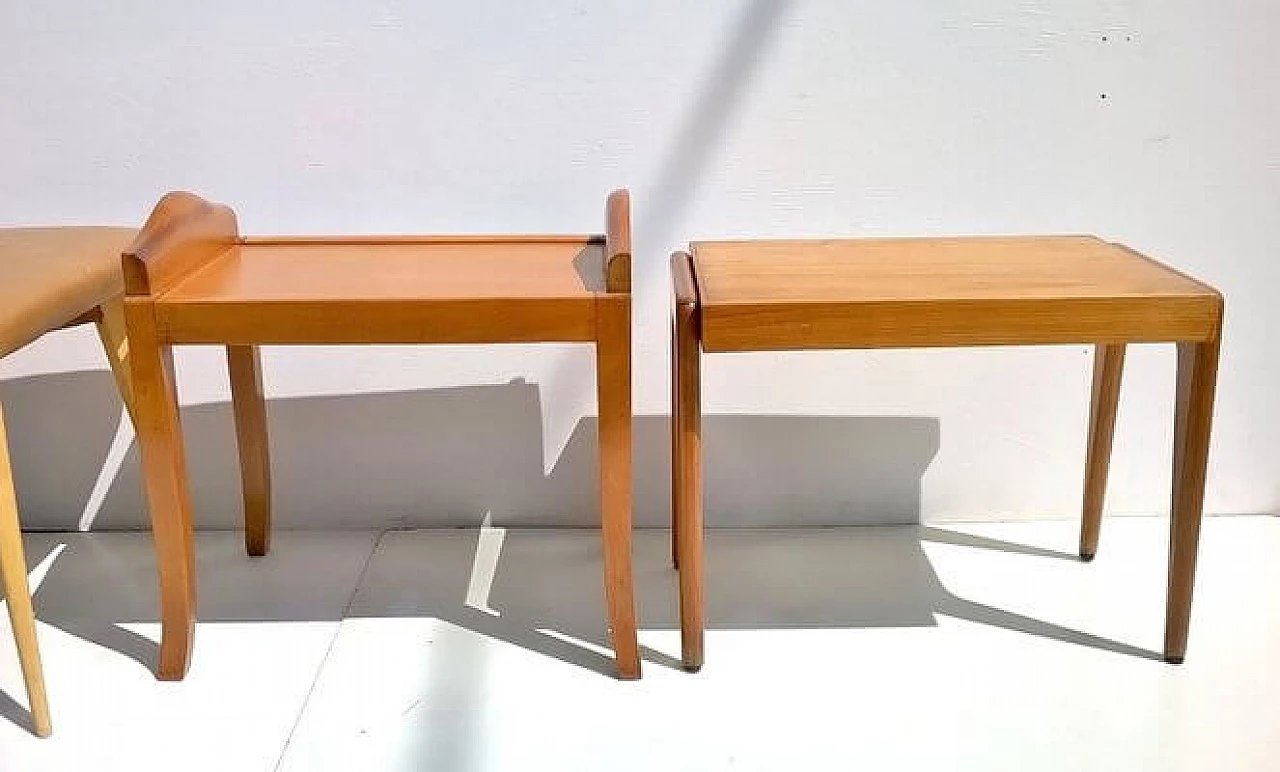 3 Art Deco wood and leatherette stools, 1940s 4