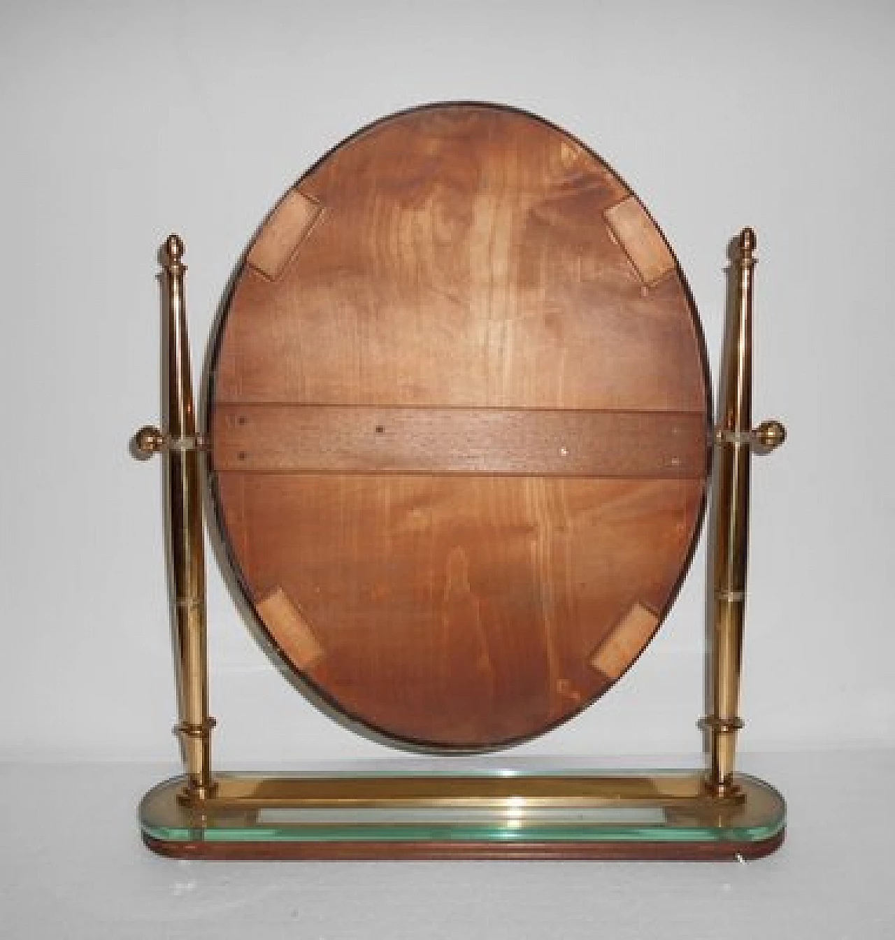 Swinging table mirror in brass and crystal attributed to Fontana Arte, 1940s 4
