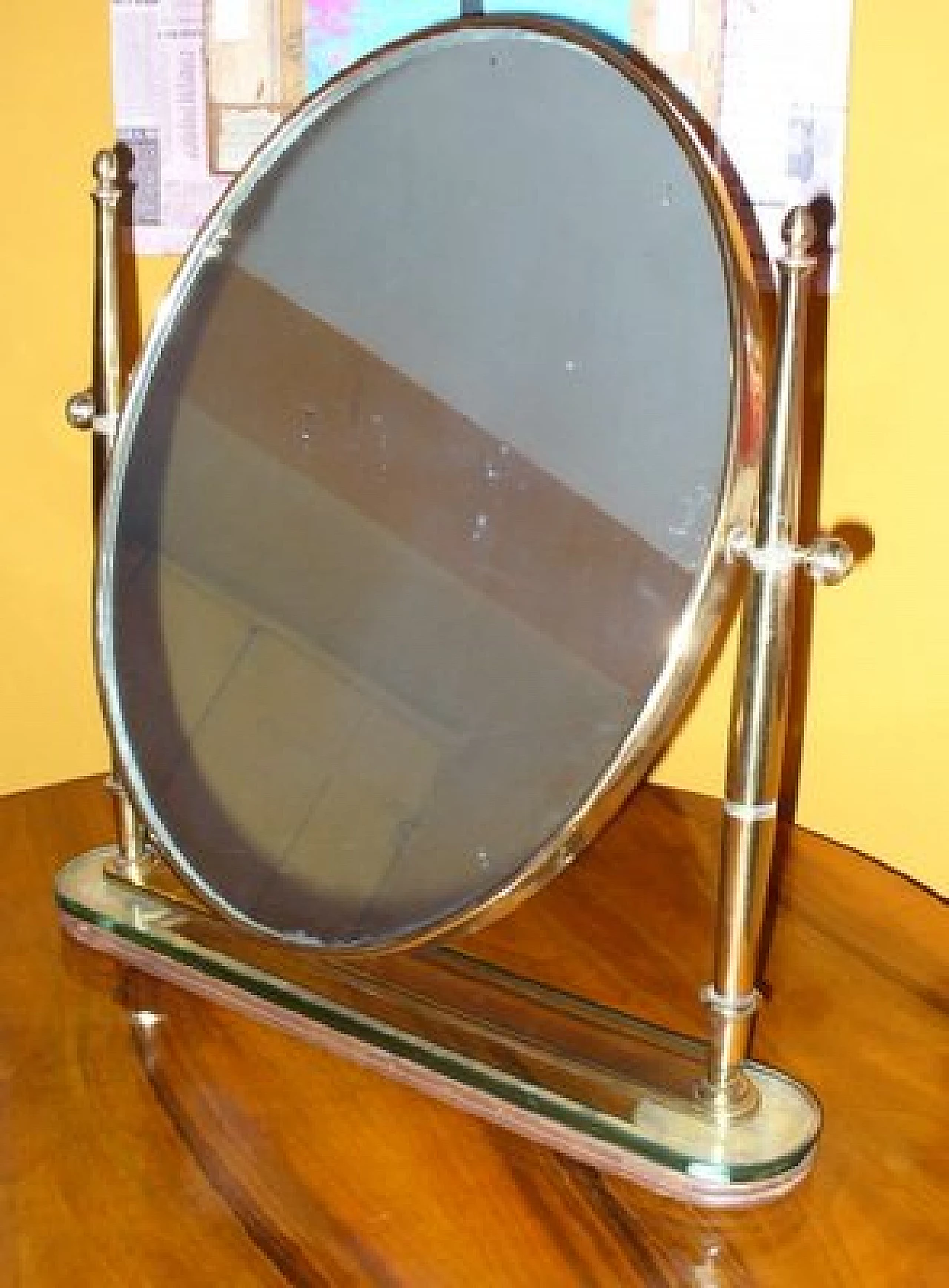 Swinging table mirror in brass and crystal attributed to Fontana Arte, 1940s 7