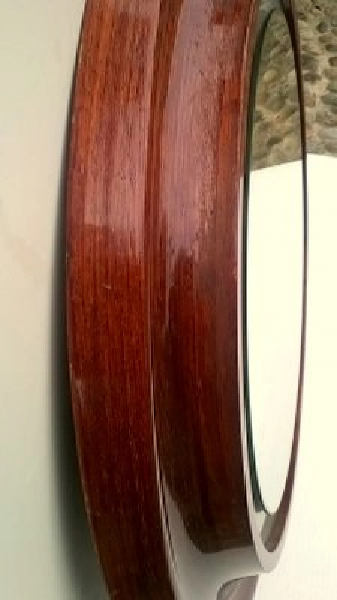 Round mirror with teak frame and neon, 1960s 2