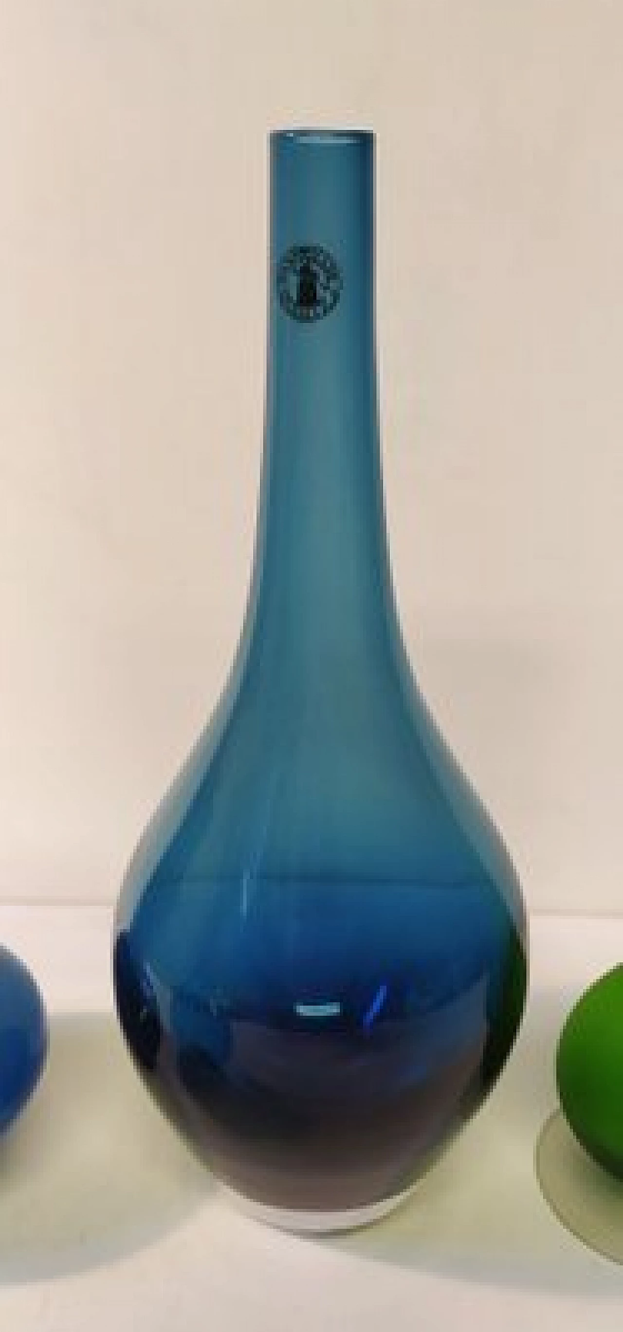 5 Blue and green Murano glass vases, 1960s 3