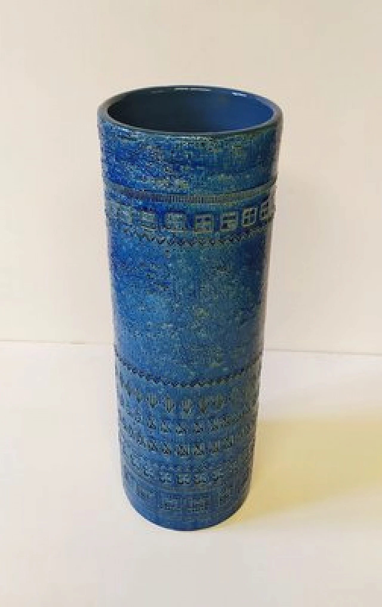 Cylindrical Rimini Blu vase by Aldo Londi for Bitossi, 1960s 1