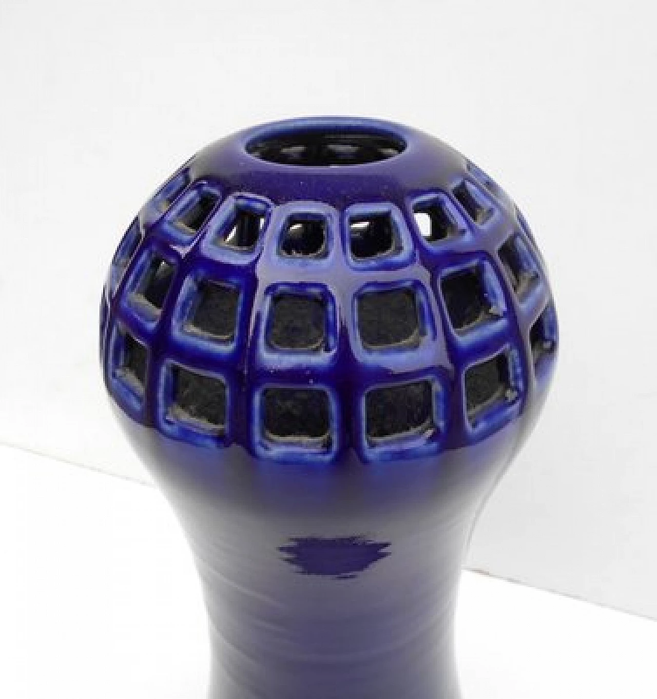 Vaso in ceramica blu di Franco Bucci per Laboratorio Pesaro, anni '60 4