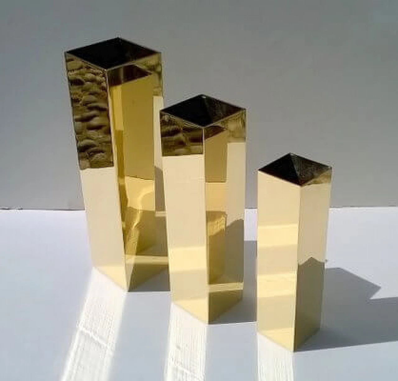 3 Solid brass vases by Carlo Giorgi for Bottega Gadda, 1960s 2