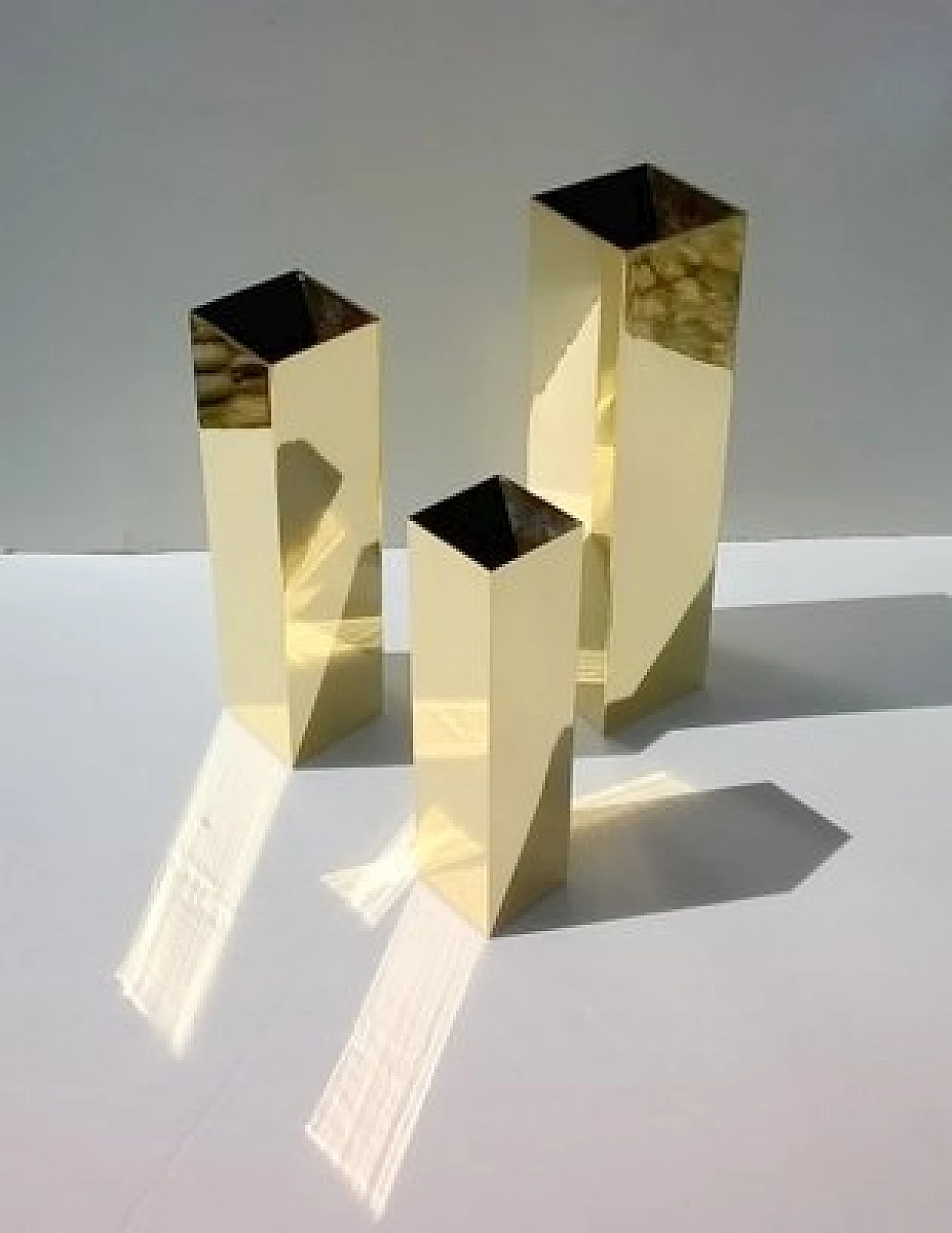3 Solid brass vases by Carlo Giorgi for Bottega Gadda, 1960s 4