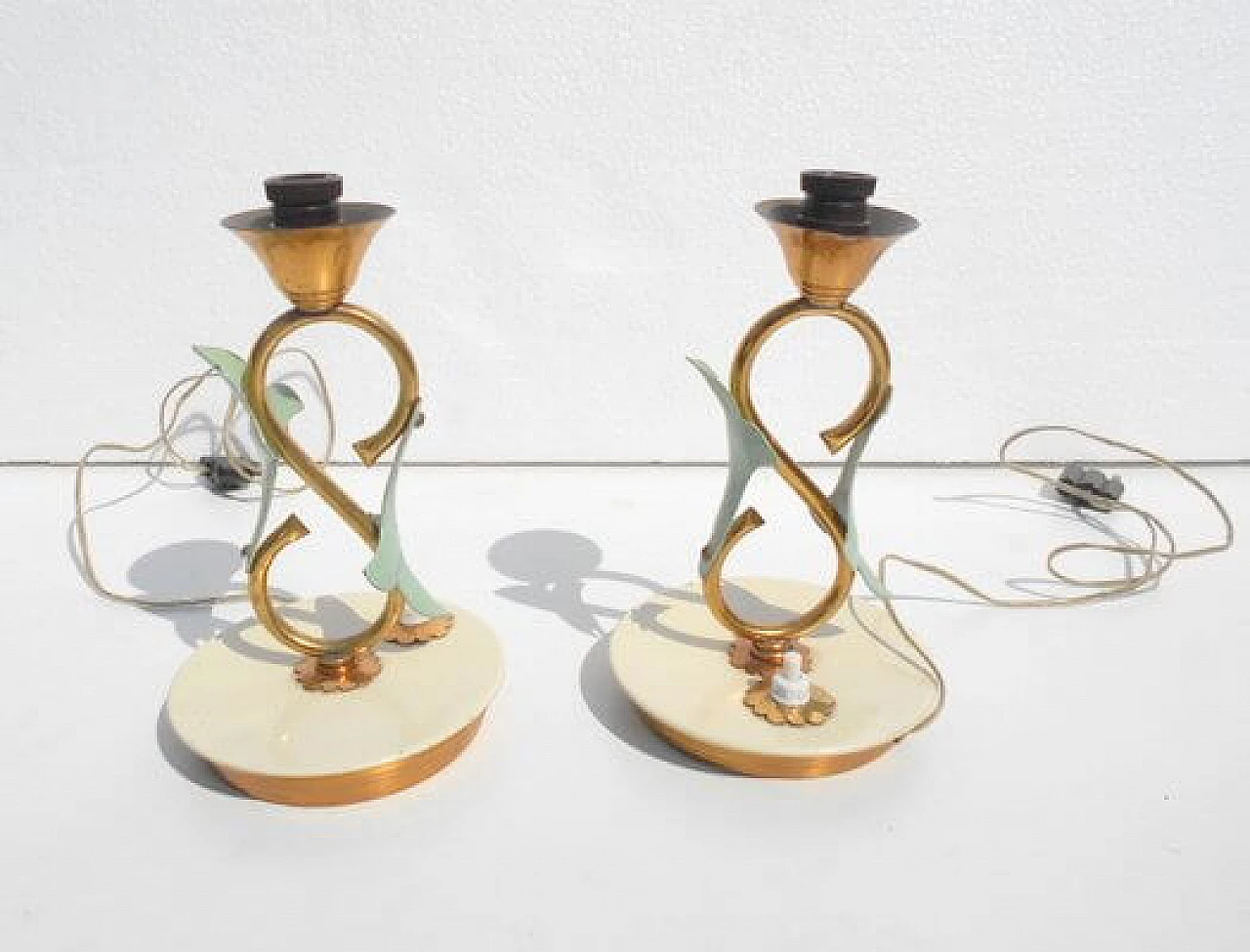 Coppia di lampade da tavolo di Angelo Lelli per Arredoluce, anni '40 2