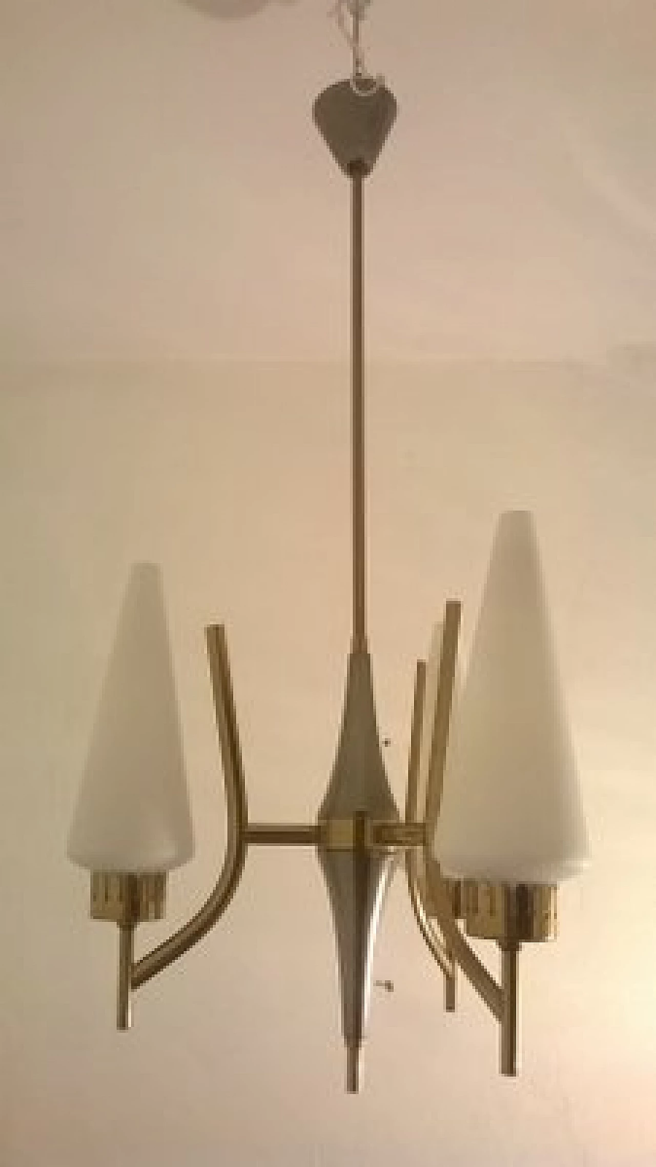 Brass and glass chandelier by Angelo Lelli for Arredoluce, 1950s 1