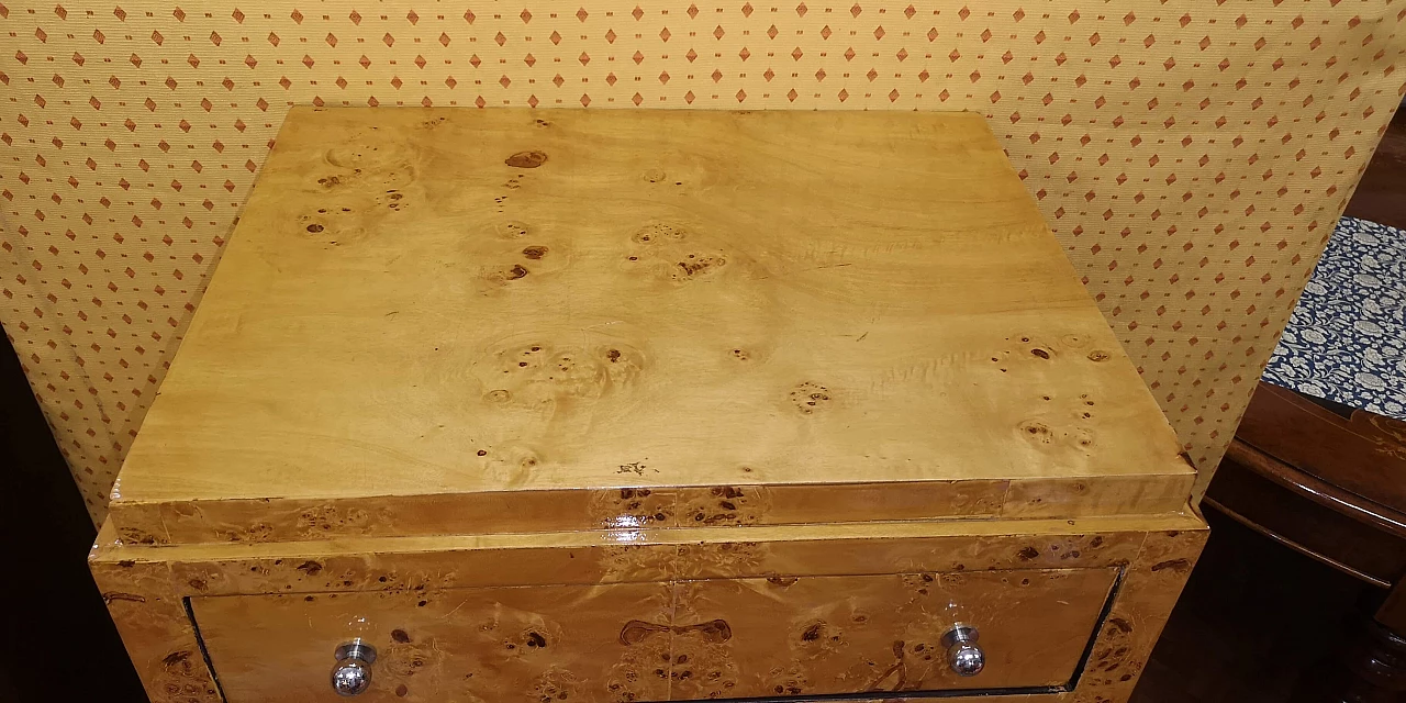 Cassettiera Art Déco in radica di betulla, anni '30 5