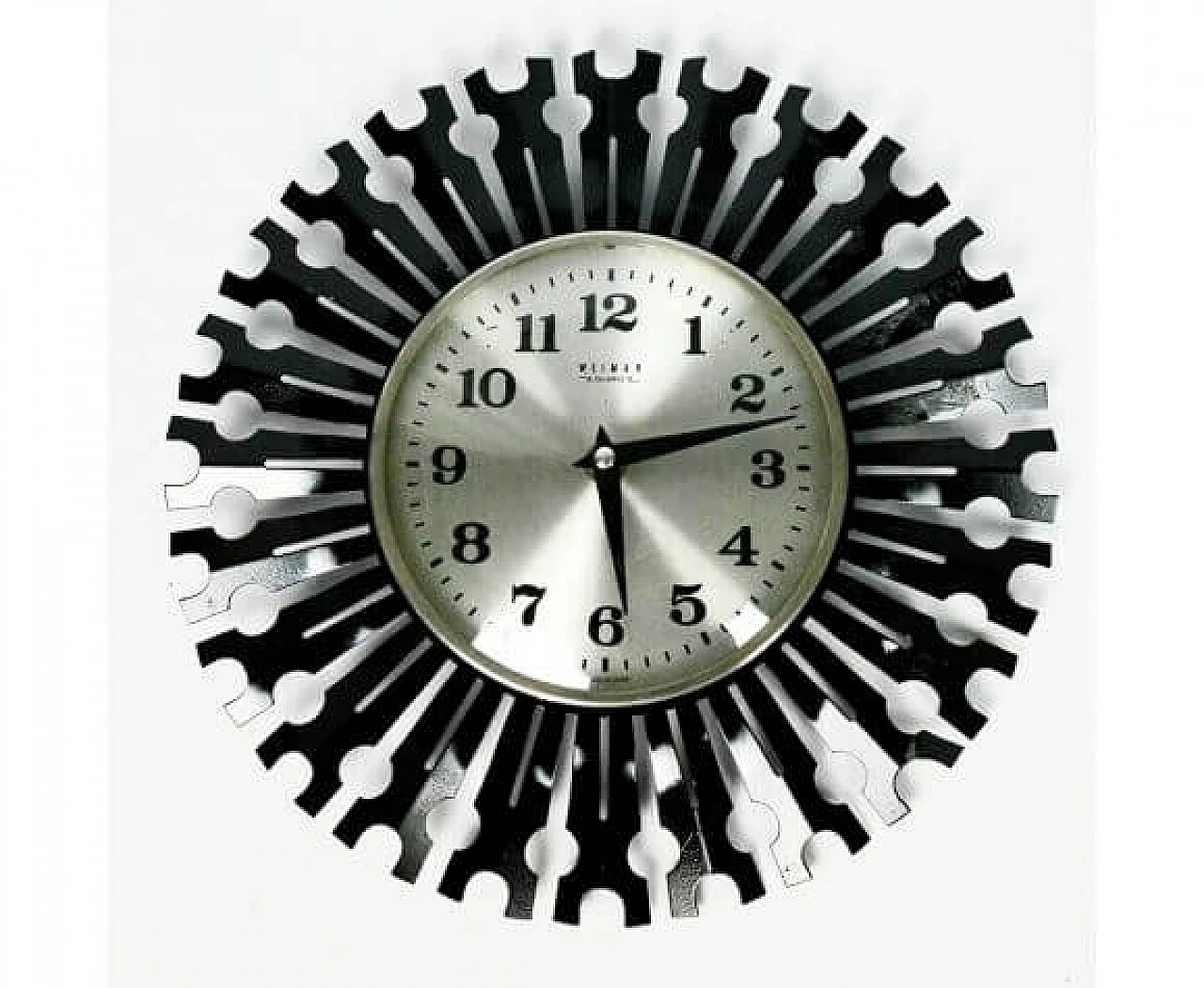Metal sun-shaped wall clock for Weimar, 1970s 4