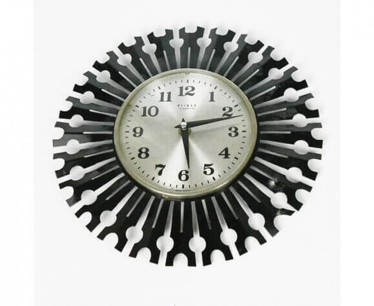 Metal sun-shaped wall clock for Weimar, 1970s 5