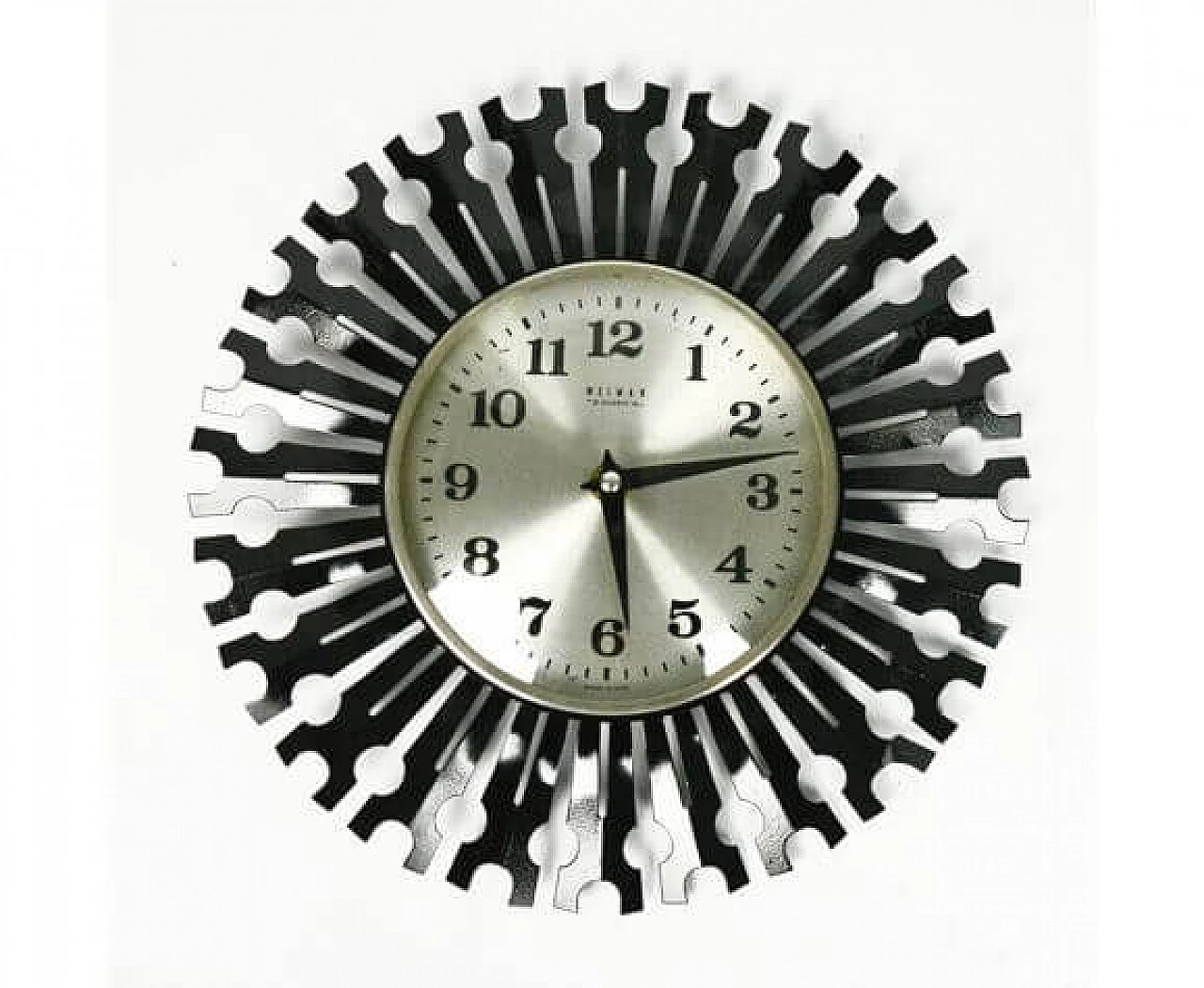 Metal sun-shaped wall clock for Weimar, 1970s 6