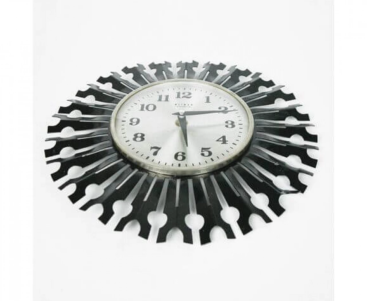 Metal sun-shaped wall clock for Weimar, 1970s 8
