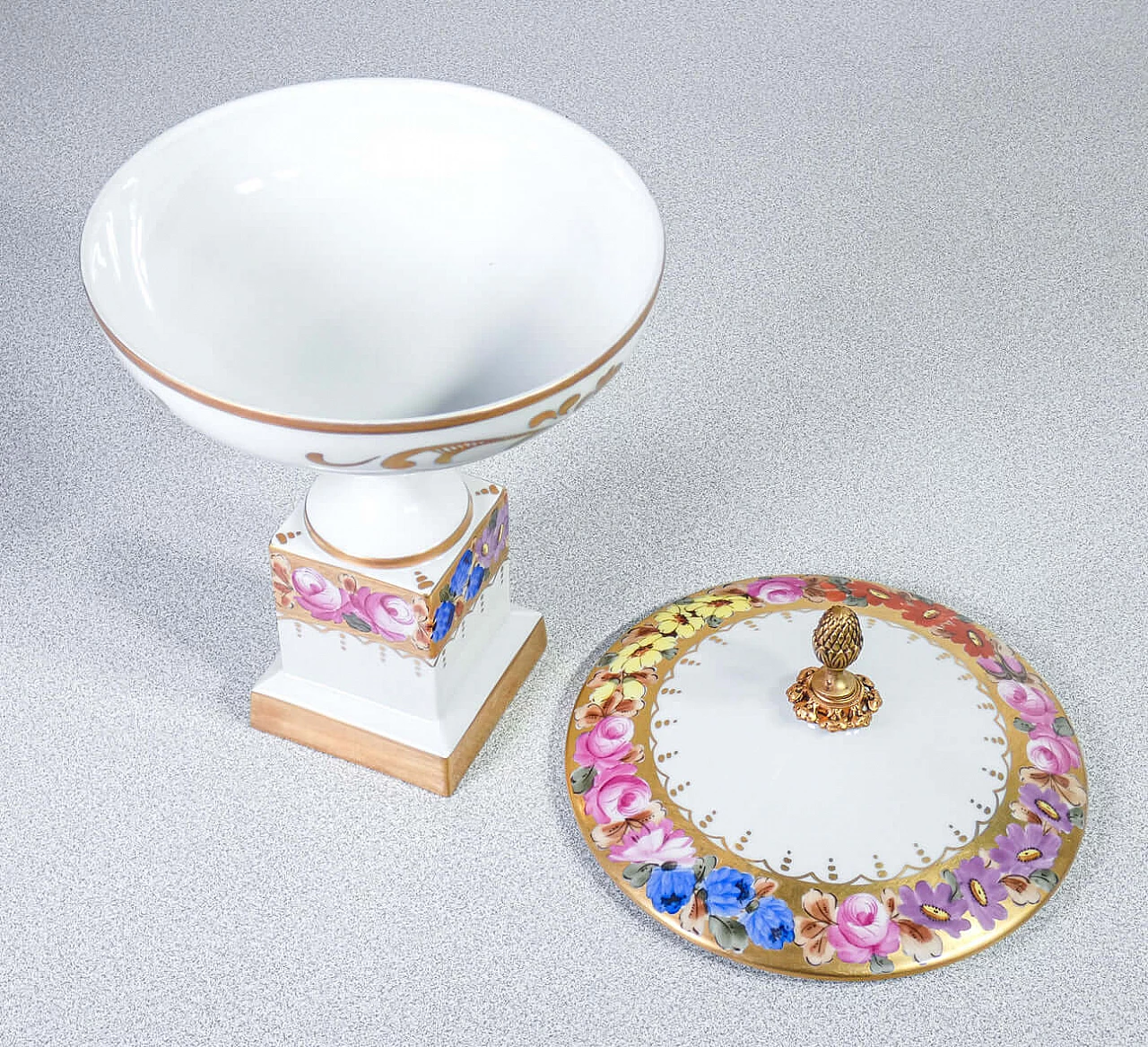 Hand-painted Limoges porcelain serving tray and riser 5