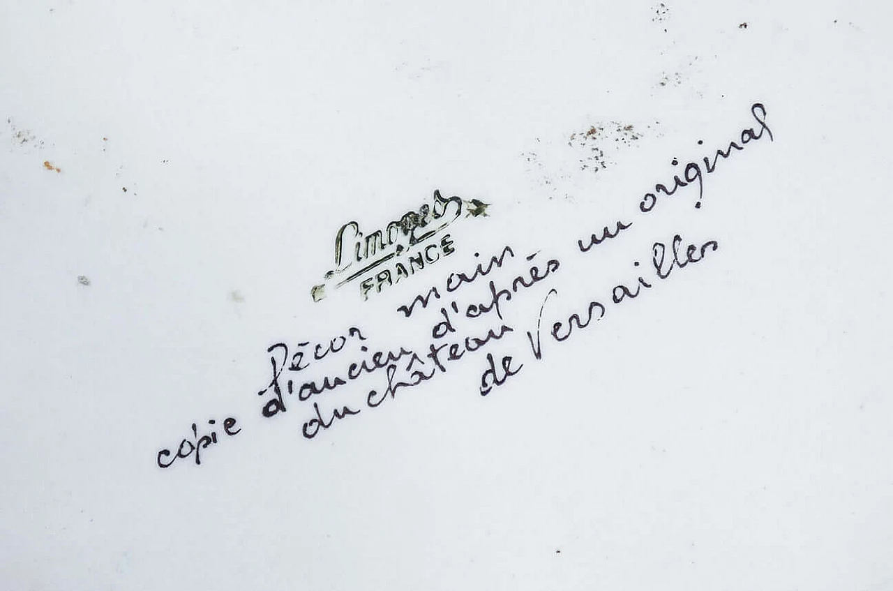 Vassoio di servizio e alzata in porcellana di Limoges dipinta a mano 10