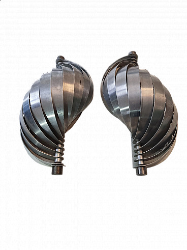 Pair of aluminum wall lights attributed to Henri Mathieu, 1970s