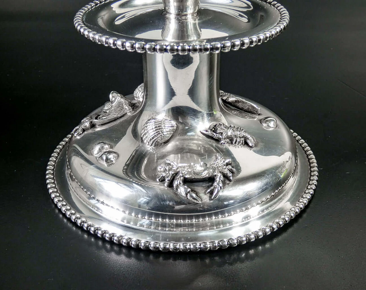 Silver candlestick decorated with small sculptures of marine animals for De Vecchi, 1920s 5