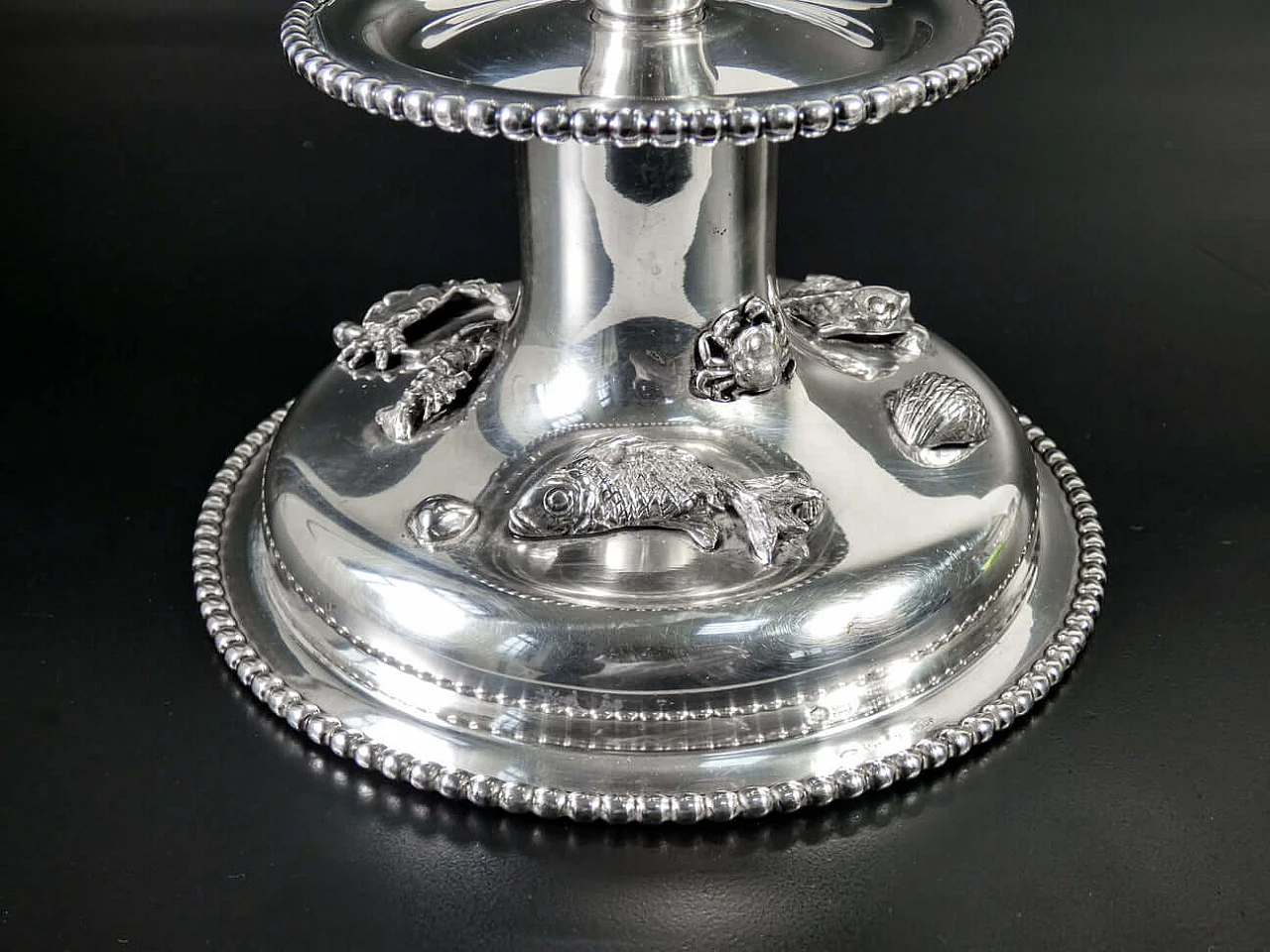 Silver candlestick decorated with small sculptures of marine animals for De Vecchi, 1920s 6