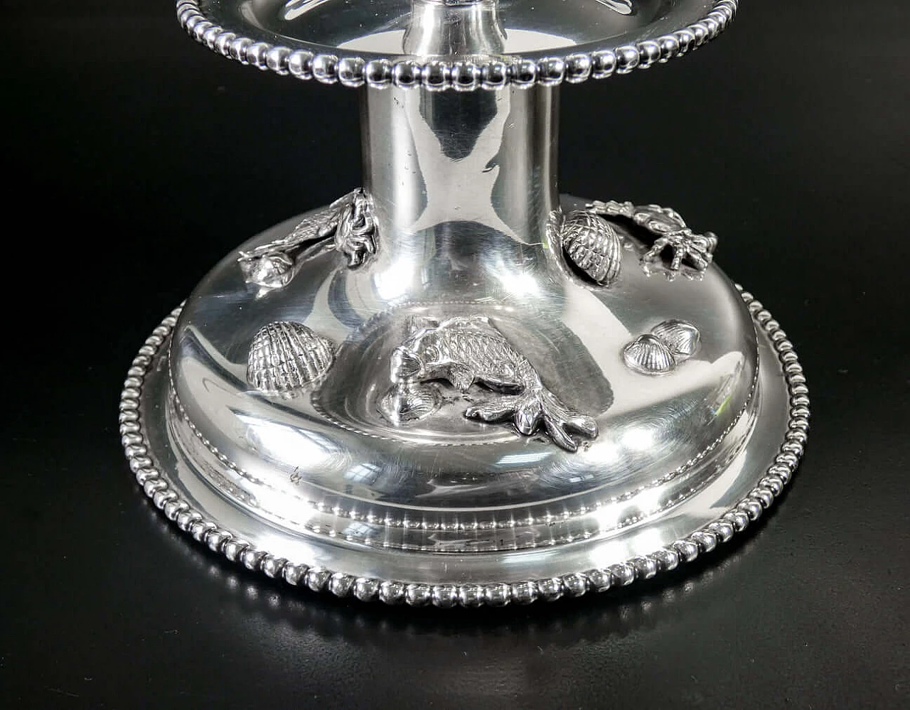 Silver candlestick decorated with small sculptures of marine animals for De Vecchi, 1920s 7