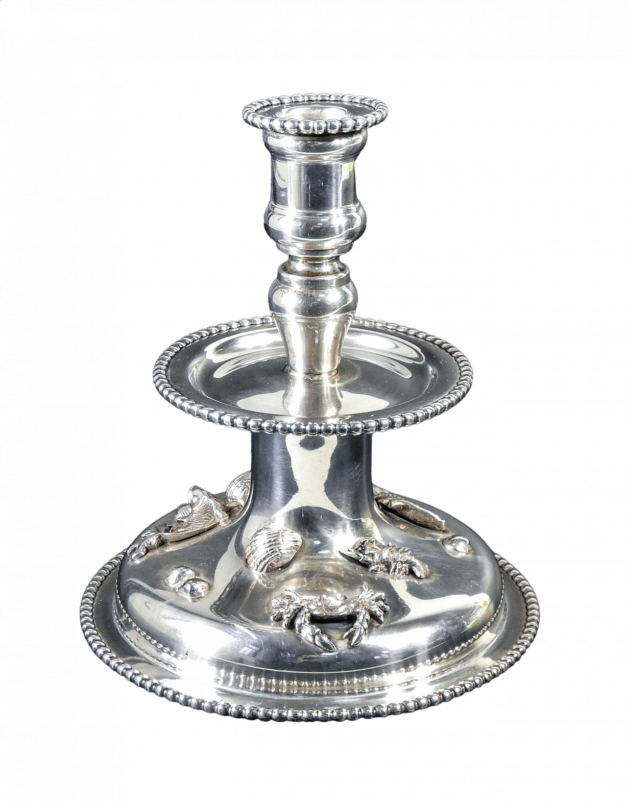 Silver candlestick decorated with small sculptures of marine animals for De Vecchi, 1920s 9