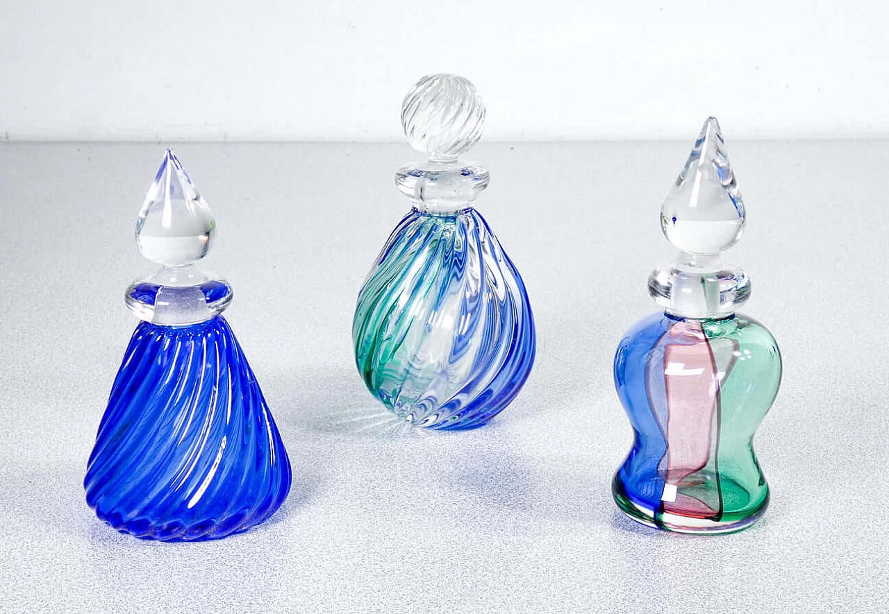 3 Polychrome blown glass vases by Archimede Seguso, 1940s 1