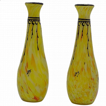 Pair of Art Nouveau glass vases by François-Théodore Legras, early 20th century
