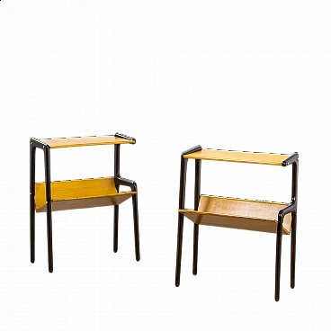 Pair of wood side tables with magazine racks by Ico Parisi, 1950s